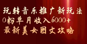 玩转音乐推广新玩法，0粉单月收入6000+，最新美女图文攻略【揭秘】-林文副业站