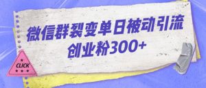 微信群裂变单日被动引流创业粉300【揭秘】-林文副业站
