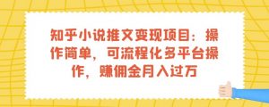 知乎小说推文变现项目：操作简单，可流程化多平台操作，赚佣金月入过万-林文副业站