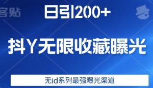 日引200+，抖音无限收藏曝光，无id系列最强曝光渠道-林文副业站