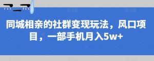 同城相亲的社群变现玩法，风口项目，一部手机月入5w+【揭秘】-林文副业站