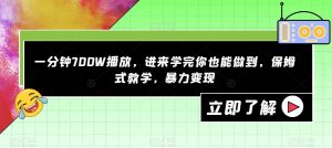 一分钟700W播放，进来学完你也能做到，保姆式教学，暴力变现【揭秘】-林文副业站