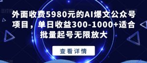 外面收费5980元的AI爆文公众号项目，单日收益300-1000+适合批量起号无限放大【揭秘】-林文副业站