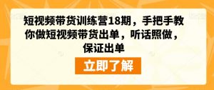 短视频带货训练营18期,手把手教你做短视频带货出单,听话照做,保证出单-林文副业站
