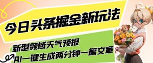 今日头条掘金新玩法，关于新型领域天气预报，AI一键生成两分钟一篇文章，复制粘贴轻松月入5000+-林文副业站