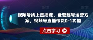 视频号线上直播课,全套起号运营方案,视频号直播带货0-1实操-林文副业站