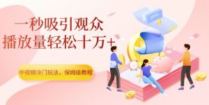 中视频冷门玩法，一秒吸引观众，播放量轻松十万+，保姆级教程【揭秘】-林文副业站