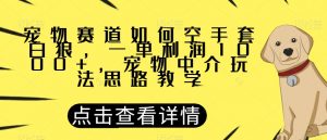宠物赛道如何空手套白狼，一单利润1000+，宠物中介玩法思路教学【揭秘】-林文副业站