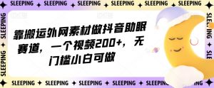 靠搬运外网素材做抖音助眠赛道，一个视频200+，无门槛小白可做【揭秘】-林文副业站