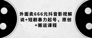 外面卖666元抖音影视解说+短剧暴力起号，原创+搬运课程-林文副业站