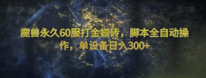 魔兽永久60服打金搬砖，脚本全自动操作，单设备日入300+【揭秘】-林文副业站
