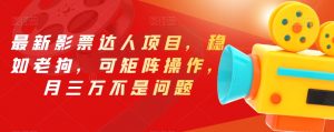 最新影票达人项目,稳如老狗,可矩阵操作,月三万不是问题【揭秘】-林文副业站
