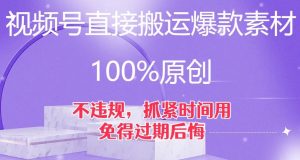 视频号直接搬运爆款素材，100%原创，不违规，抓紧时间用，免得过期后悔【揭秘】-林文副业站