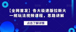 【全网首发】各大极速版拉新大一统玩法视频课程，思路讲解【揭秘】-林文副业站