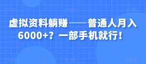 虚拟资料躺赚——普通人月入6000+？一部手机就行！-林文副业站