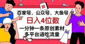 百家号，公众号，大鱼号一分钟一条原创素材，多平台通吃流量，日入4位数【揭秘】-林文副业站