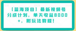 【蓝海项目】最新视频号分成计划，单天收益8000+，附玩法教程！-林文副业站