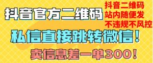价值3000的技术！抖音二维码直跳微信！站内无限发不违规！-林文副业站