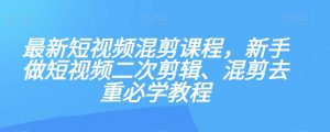 最新短视频混剪课程，新手做短视频二次剪辑、混剪去重必学教程-林文副业站