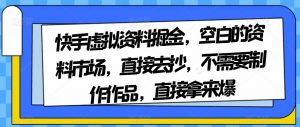 快手虚拟资料掘金，空白的资料市场，直接去抄，不需要制作作品，直接拿来爆-林文副业站