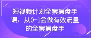 短视频计划全案操盘手课，从0-1会做有效流量的全案操盘手-林文副业站