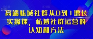 高端私域社群从0到1增长实操课,私域社群运营的认知和方法-林文副业站