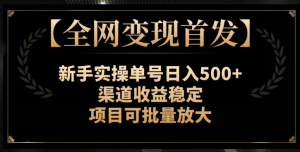 【全网变现首发】新手实操单号日入500+，渠道收益稳定，项目可批量放大【揭秘】-林文副业站