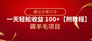 薅羊毛项目，靠分享口令，一天轻松收益100+【附教程】【揭秘】-林文副业站