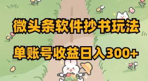 微头条软件抄书玩法，单账号收益日入300+【揭秘】-林文副业站