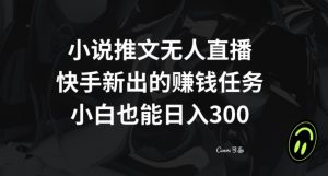 小说推文无人直播，快手新出的赚钱任务，小白也能日入300+【揭秘】-林文副业站