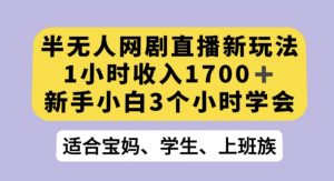 半无人网剧直播新玩法，1小时收入1700+，新手小白3小时学会【揭秘】-林文副业站