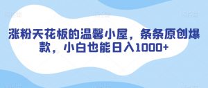 涨粉天花板的温馨小屋，条条原创爆款，小白也能日入1000+【揭秘】-林文副业站