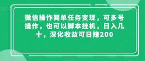 微信操作简单任务变现，可多号操作，也可以脚本挂机，日入几十，深化收益可日赚200【揭秘】-林文副业站