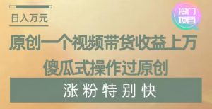 原创一个视频带货收益上万，傻瓜式操作过原创，几分钟做一个视频涨粉特别快【揭秘】-林文副业站