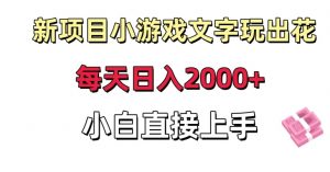 新项目小游戏文字玩出花日入2000+，每天只需一小时，小白直接上手【揭秘】-林文副业站