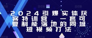 2024引爆实体获客特训营,一套可复制能落地的同城短视频打法-林文副业站