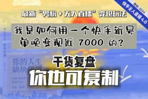 【纯干货复盘】我是如何用一个快手新号单晚变现近 7000 的？最新“男粉+无人直播”变现玩法-林文副业站