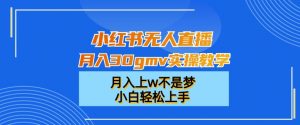小红书无人直播月入30gmv实操教学，月入上w不是梦，小白轻松上手【揭秘】-林文副业站