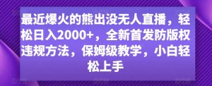 最近爆火的熊出没无人直播,轻松日入2000+,全新首发防版权违规方法【揭秘】-林文副业站