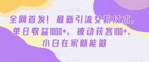 全网首发！最新引流女粉技术，单日收益1000+，被动获客100+，小白在家就能做【揭秘】-林文副业站