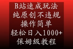 B站速成玩法，纯原创不违规，操作简单，轻松日入1000+，保姆级教程【揭秘】-林文副业站