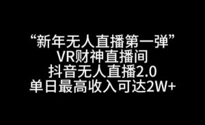 “新年无人直播第一弹“VR财神直播间,抖音无人直播2.0,单日最高收入可达2W+【揭秘】-林文副业站