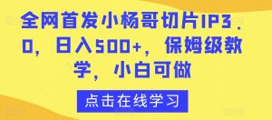 全网首发小杨哥切片IP3.0,日入500+,保姆级教学,小白可做【揭秘】-林文副业站