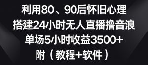 利用80、90后怀旧心理,搭建24小时无人直播撸音浪,单场5小时收益3500+(教程+软件)【揭秘】-林文副业站