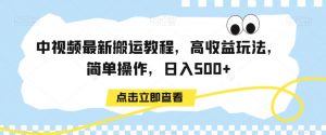中视频最新搬运教程，高收益玩法，简单操作，日入500+【揭秘】-林文副业站