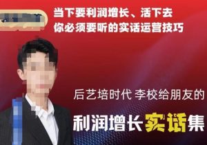 后艺培时代李校给朋友的利润增长实话集,当下要利润增长、活下去你必须要听的实话运营技巧-林文副业站