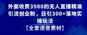 外面收费3980的无人直播精准引流创业粉，日引300+落地实操玩法【全套语音素材】【揭秘】-林文副业站