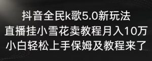 抖音全民k歌5.0新玩法，直播挂小雪花卖教程月入10万，小白轻松上手，保姆及教程来了【揭秘】-林文副业站