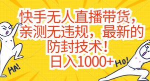 快手无人直播带货，亲测无违规，最新的防封技术！日入1000+【揭秘】-林文副业站