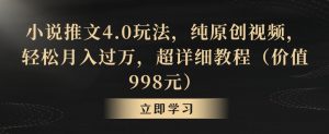 小说推文4.0玩法，纯原创视频，轻松月入过万，超详细教程（价值998元）【揭秘】-林文副业站